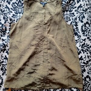 Eileen Fisher Silk Tank Sleeveless Blouse Olive Green